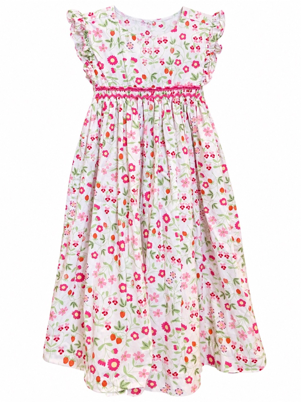 Bella Bliss Girls White Floral Smocked Casual Dress Size 10